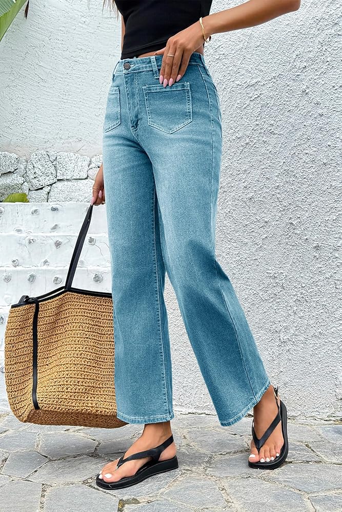 Cicy Bell Women's High Waisted Baggy Jeans Wide Leg Stretch